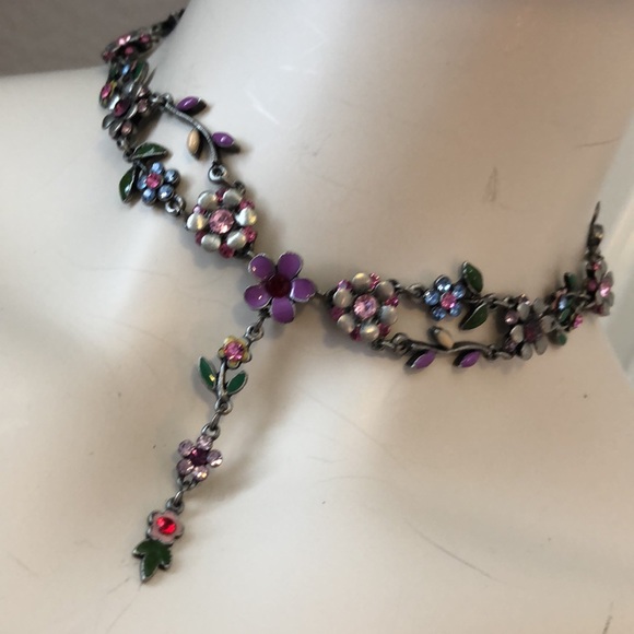 Floral rhinestone choker - Picture 2 of 16